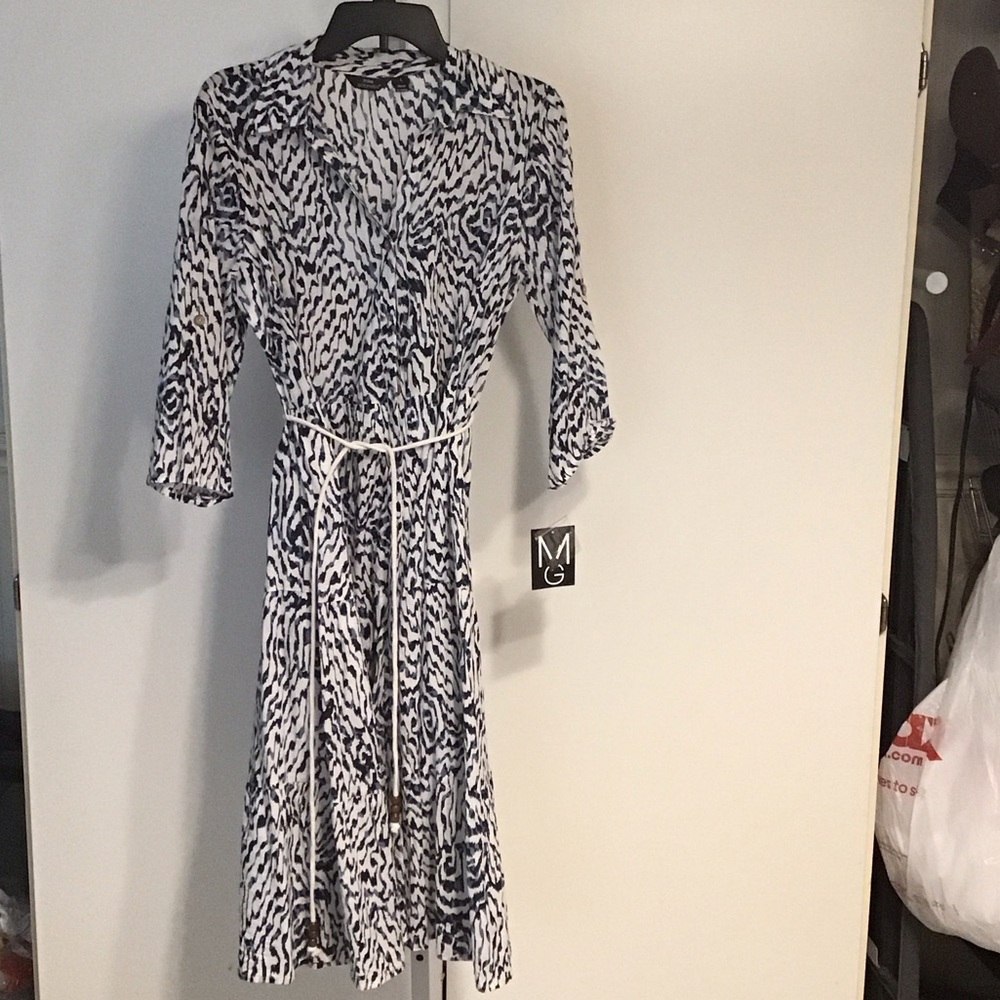 Mlle Gabrielle Navy and White Long Sleeve Dress